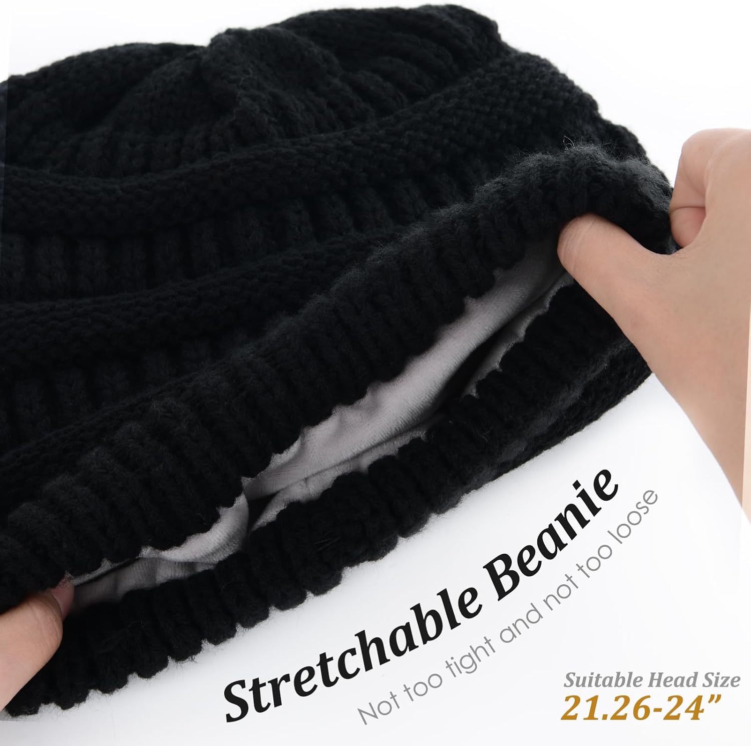 FURTALK Knit Beanie Hat for Ladies Fleece Line Ski Skull Cap Slouchy Winter Hats for Women-1