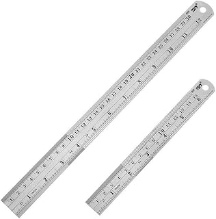 Heavy Duty 100% Stainless Steel Ruler Set 12 Inch (30 CM) + 6 Inch (15 CM) Metal Rulers Kit - Perfect Straight Edge For Easy Measurements