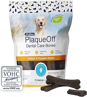 ProDen PlaqueOff 13 Dental Bones for Medium & Large Dogs, Tartar, Plaque & Bad Breath Remover, Improves Overall Oral Health Flavour(Chicken & Pumpkin)