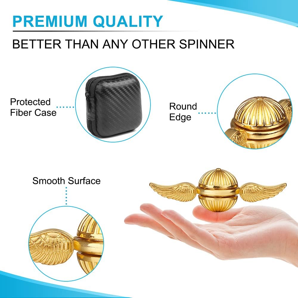 Golden Ball Fidget Hand Spinner for Kids & Adults - Cool Magic World Orb Ball Finger Toys Fidgets - Best Gift for Sensory Reduce Anxiety Stress Relief, Quiet Desk Toys for School Home Office-2