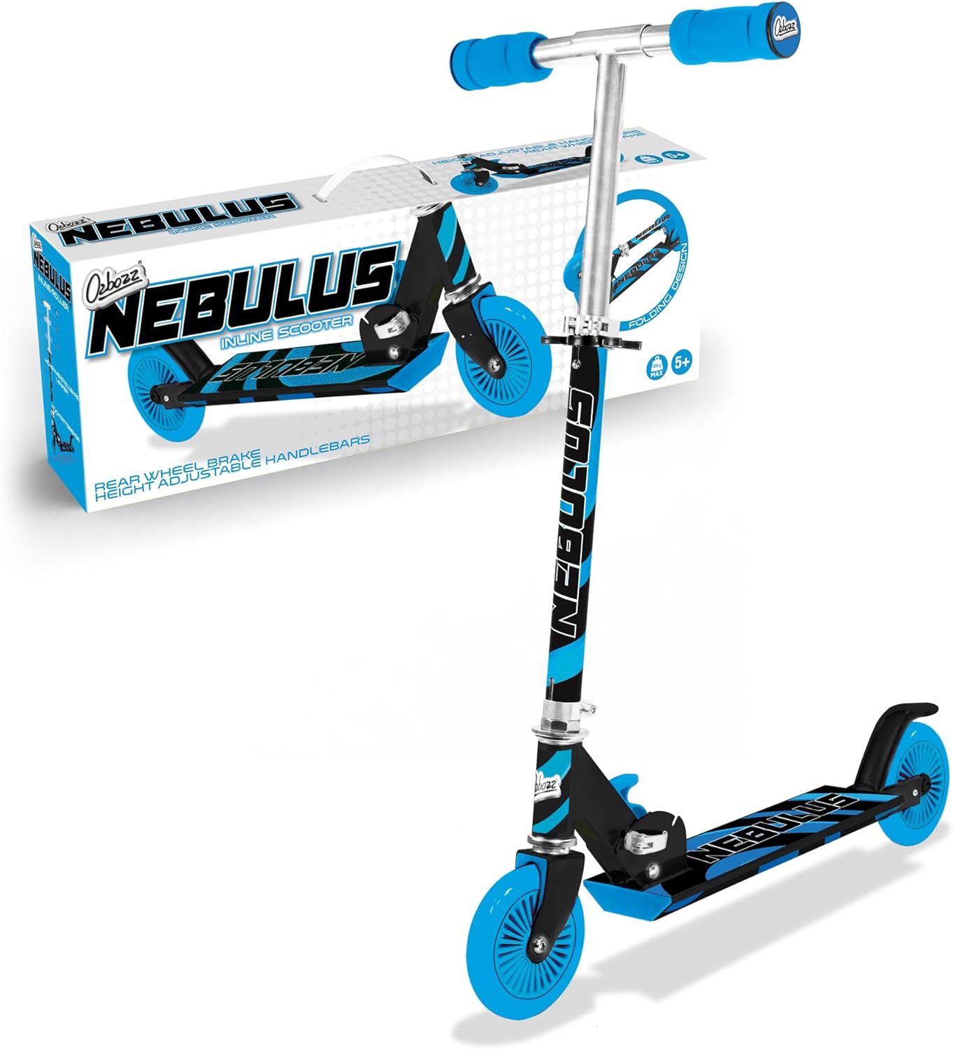 Ozbozz NEBULUS SCOOTER - Black and Blue - Chrome Finish-0