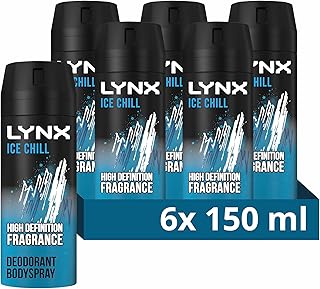 Lynx Ice Chill Body Spray 48 hours of odour-busting zinc tech iced mint & lemon deodorant 6x 150 ml