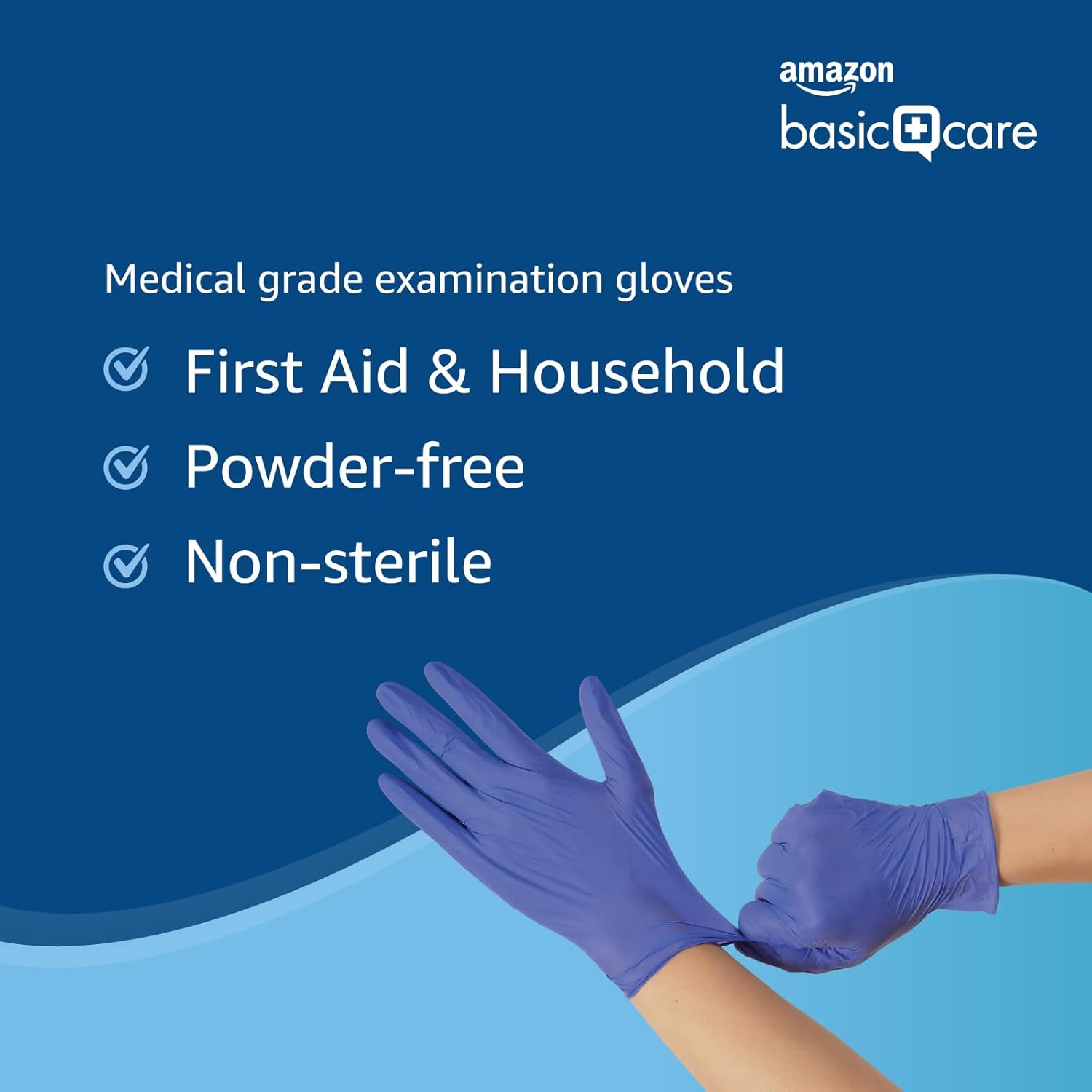 Amazon Basic Care Nitrile Blue Disposable Gloves, Powder-free, Size L, 100 Count (Previously Hevea Brand)-3