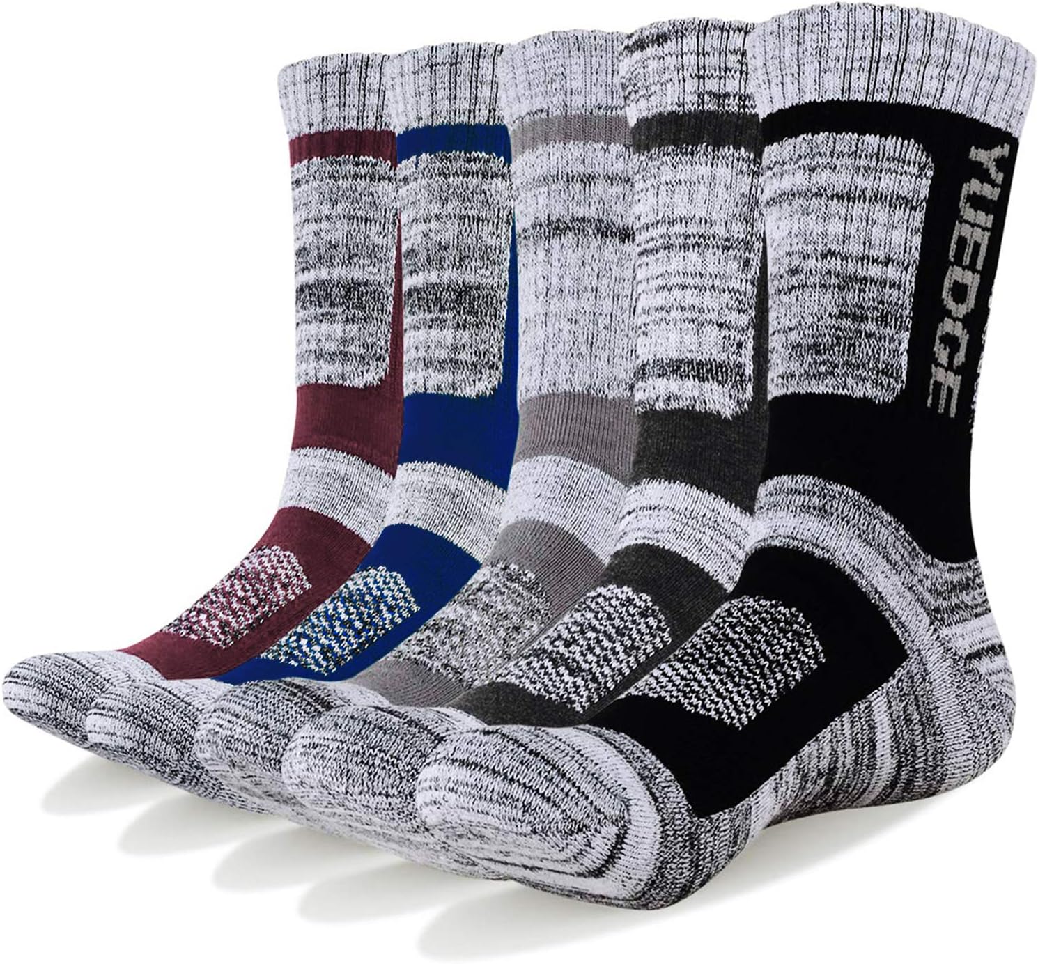 YUEDGE Men's 5 Pairs Athletic Socks Breathable Cushion Comfortable Casual Crew Socks Performance Multi Wicking Workout Sports Socks for Outdoor Walking Trekking Climbing Camping Hiking-0