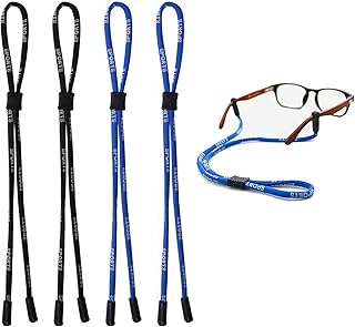 kuou 4 pcs Safety Glasses Strap, Glasses chain glasses cord sunglasses chain Universal Fit Rope Sports Glasses String Adjustable Eyewear Strap Eyewear Holder sunglasses strap Lanyards for Men Women