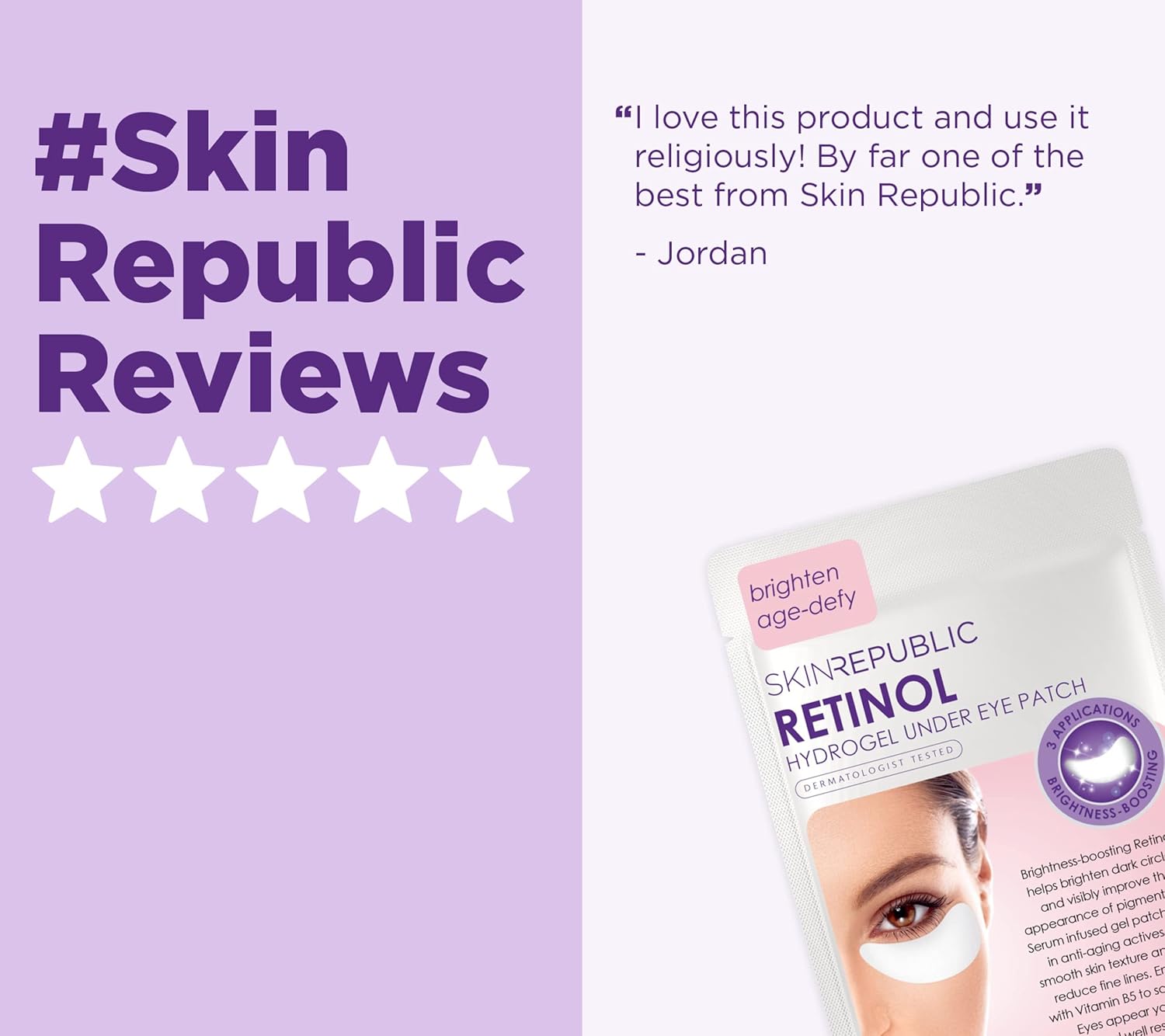 Skin Republic Retinol Infused Hydrogel Under Eye Patch | Reduces Deep Wrinkles & Undereye lines | Reduces Dark Circles (Pack of 3 Pairs)-1