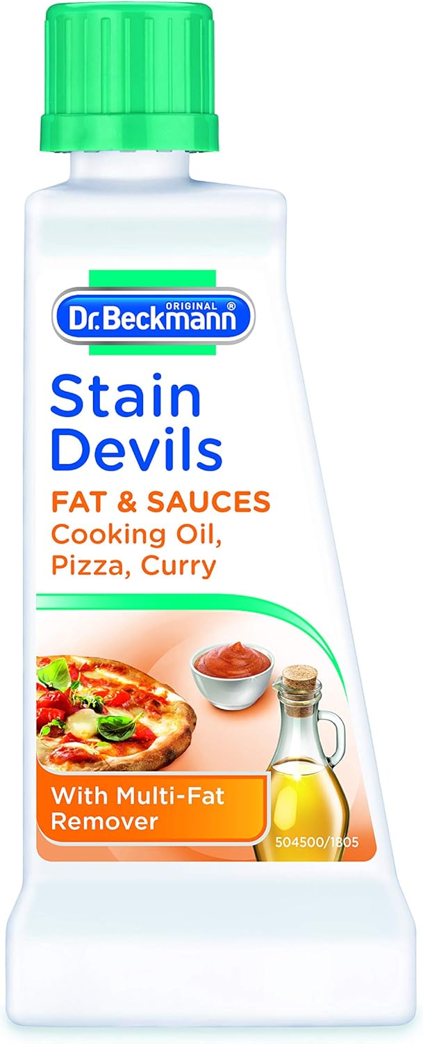 Dr Beckmann Stain Devils Fat & Sauces Cooking Oil, Pizza & Curry Stain Remover (2 x 50ml)-1