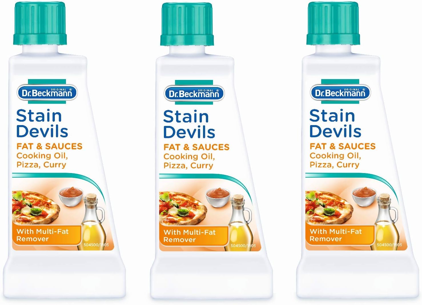 Dr Beckmann Stain Devils Fat & Sauces Cooking Oil, Pizza & Curry Stain Remover (3 x 50ml)-0