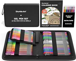 Shuttle Art Gel Pens, 120 Pack Gel Pen Set 60 Coloured Gel Pen with 60 Refills for Adults Colouring Books Drawing Doodling Crafts Scrapbooking Journaling