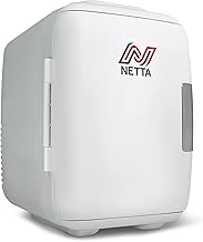 NETTA 5L Mini Fridge - Portable Small Fridge for Drinks, Snacks, Skincare - For Bedroom, Student Dormitory, Office With Cooling And Warming Function - AC/DC Portable – White