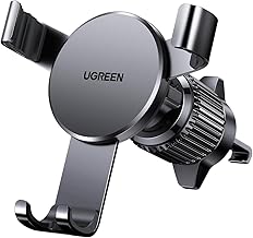 UGREEN Car Phone Holder Air Vent - [Innovative Metal Hook] Gravity Car Phone Mount, Universal Air Vent Aluminum Cradle for iPhone 16 15 14 13 12 11 Pro Max XR X, Galaxy S24 S23 S22 Ultra(Black)