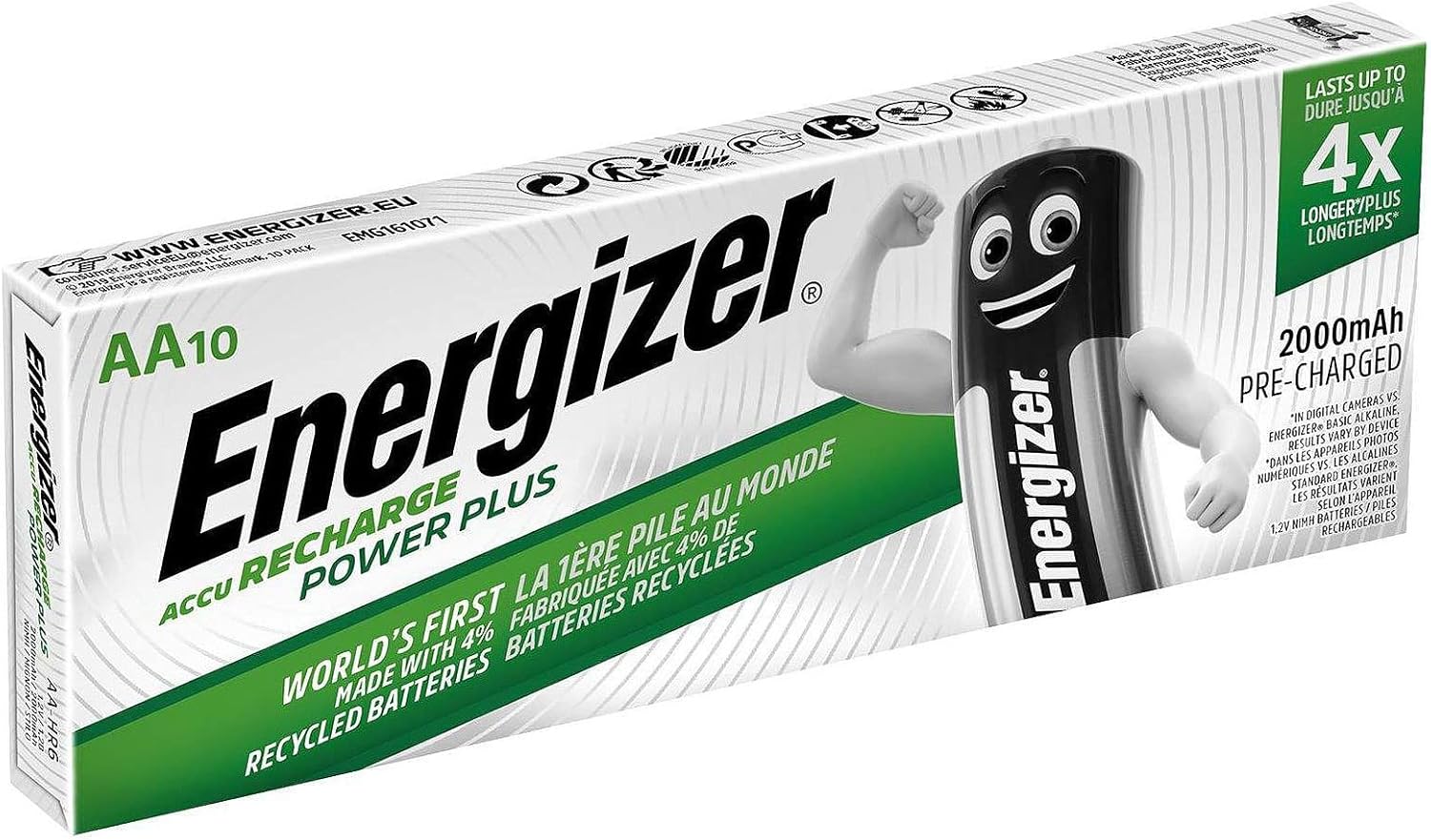 Energizer Battery Rechargeable NiMH Capacity 2000mAh HR6 1.2V AA [Pack of 10]-0