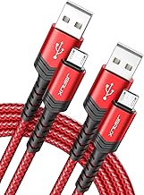 JSAUX Micro USB Cable Android Charger, (2-Pack 2M) Micro USB Android Charger Cable Nylon Braided Cord Compatible with Samsung Galaxy S7 S6 J7 Note 5, Kindle, PS4 and More (Red)