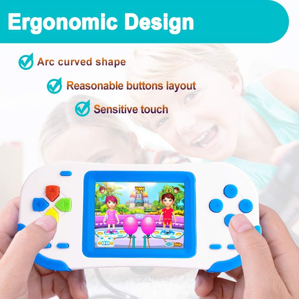 Bornkid 16 Bit Handheld Games Consoles for Kids and Adults with Built in 220 HD Classic Retro Video Games 3.0'' Large Screen Senior Electronic Handheld Game Player Children Birthday Gift (Blue)-4