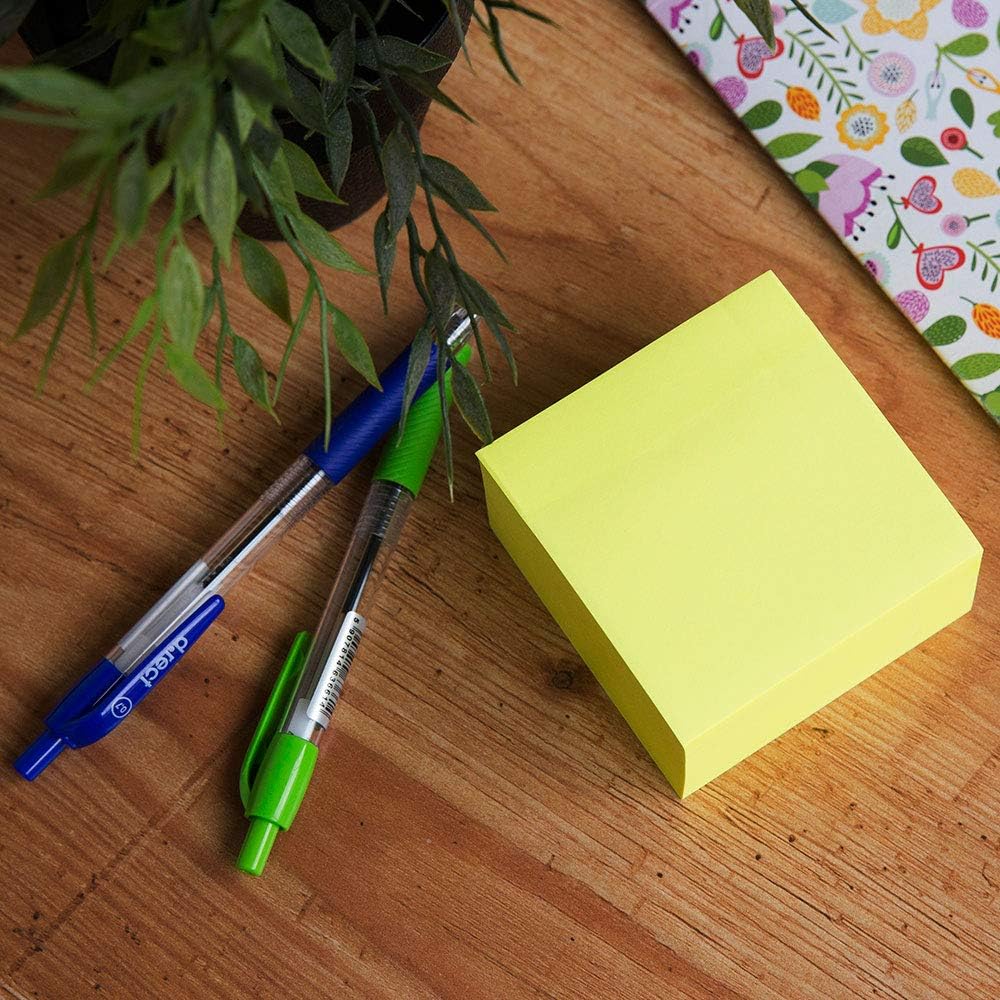 D.RECT | Sticky Notes | Adhesive Notepads | Set of 1 Piece | 76 x 76 mm | Stationary Supplies | Office Supplies | 400 Sheets | Ideal for Short Messages and Notes | Color - Yellow, 9326-3