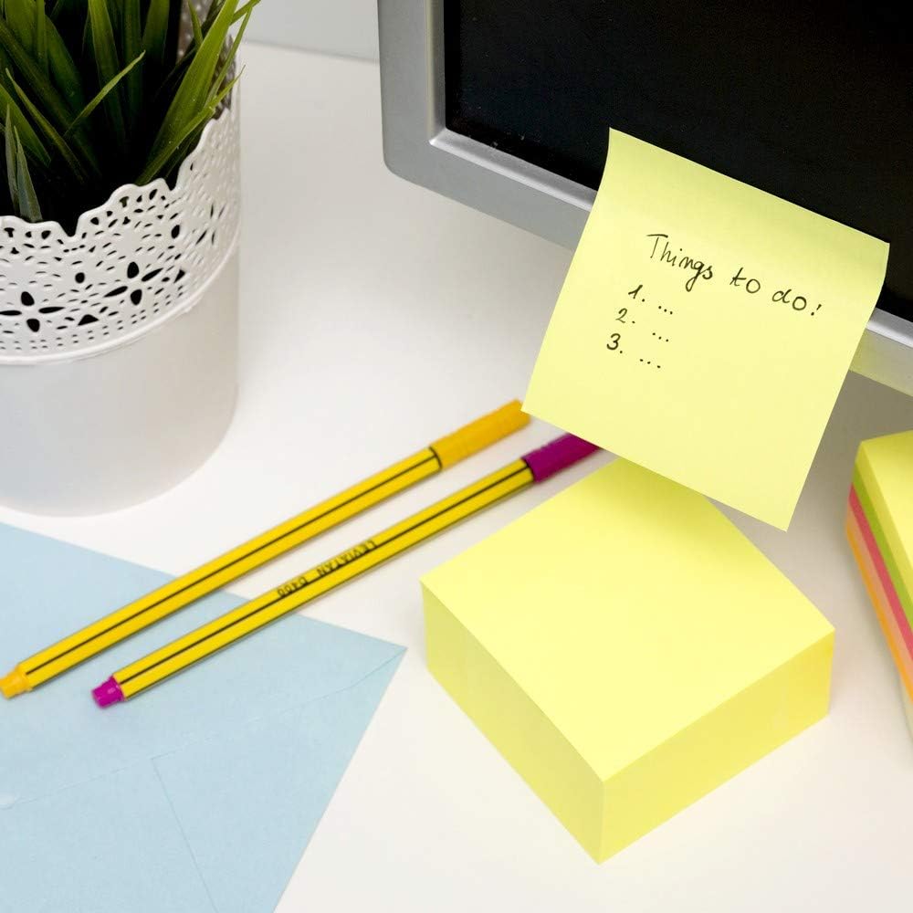 D.RECT | Sticky Notes | Adhesive Notepads | Set of 1 Piece | 76 x 76 mm | Stationary Supplies | Office Supplies | 400 Sheets | Ideal for Short Messages and Notes | Color - Yellow, 9326-4