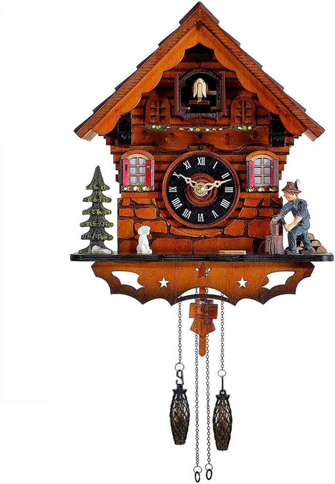 Kintrot Cuckoo Clock Black Forest House Antique Clock Wood Retro Pendulum Clock Wall Decor-0