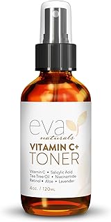 Eva Naturals Vitamin C Facial Toner - Natural, Hydrating, Anti-Aging, Pore Minimizer Face Toner for Men and Women with Witch Hazel & Rose Water to Boost Collagen, Restore and Correct Skin - 4 Oz