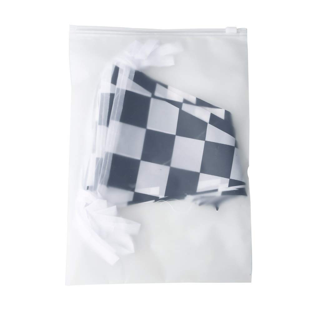 nuoshen 10 Meters Racing Flags,Black and White Checkered Flag 38 Pieces Racing Banners Party Flag-6