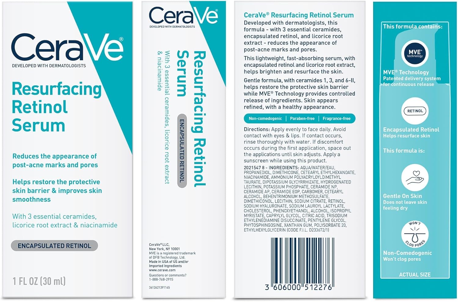 CeraVe Retinol Serum for Post-Acne Marks and Skin Texture | Pore Refining, Resurfacing, Brightening Facial Serum with Retinol | 1 Ounce-7