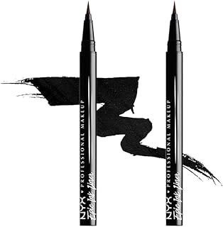 NYX Professional Makeup Epic Ink Liner, Brush Tip Liquid Eye Liner Pen, Up To 24 Hours of Wear, 6 Intensely Pigmented Shades, Waterproof Vegan Formula, Shade: Black, Pack of 2