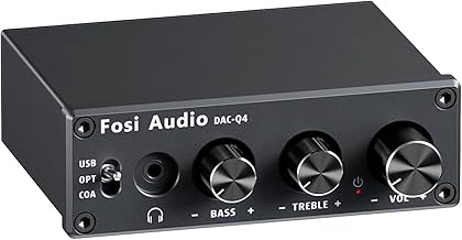 Fosi Audio Q4 Headphone Amplifier DAC Converter, Mini Stereo Digital-to-Analog DAC Amp, USB Coaxial Optical to 3.5MM AUX RCA Jack, for Computer Desktop Powered Active Speakers Up to 24 bit/192 kHz