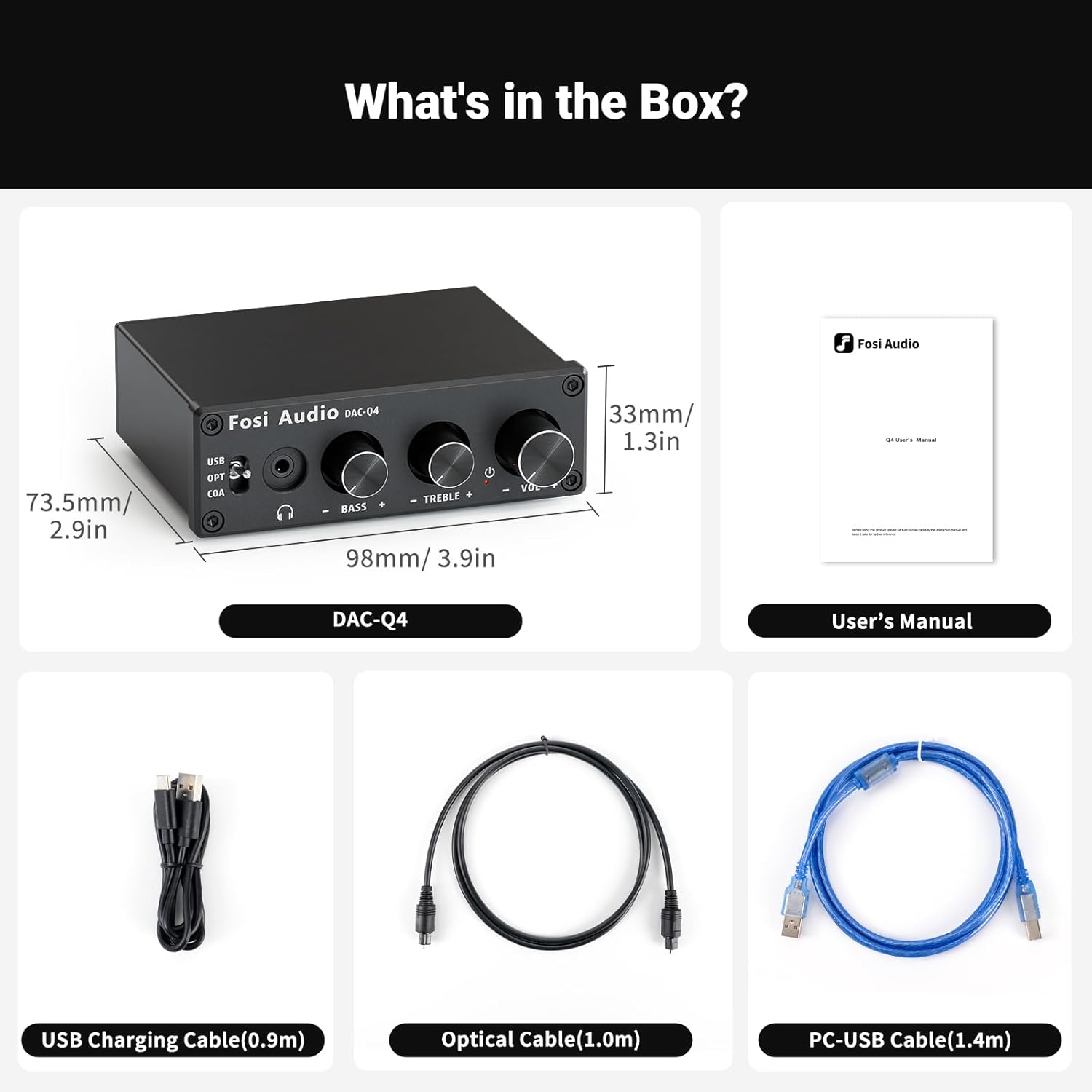 Fosi Audio Q4 Headphone Amplifier DAC Converter, Mini Stereo Digital-to-Analog DAC Amp, USB Coaxial Optical to 3.5MM AUX RCA Jack, for Computer Desktop Powered Active Speakers Up to 24 bit/192 kHz-7