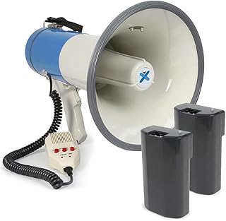 VONYX MEG065 65W Megaphone Loudhailer with Microphone - Powerful Bullhorn Megaphone Includes 2x Batteries, Ideal for Large Events, Alerts, and Announcements, Megaphones, Bullhorn Megaphone