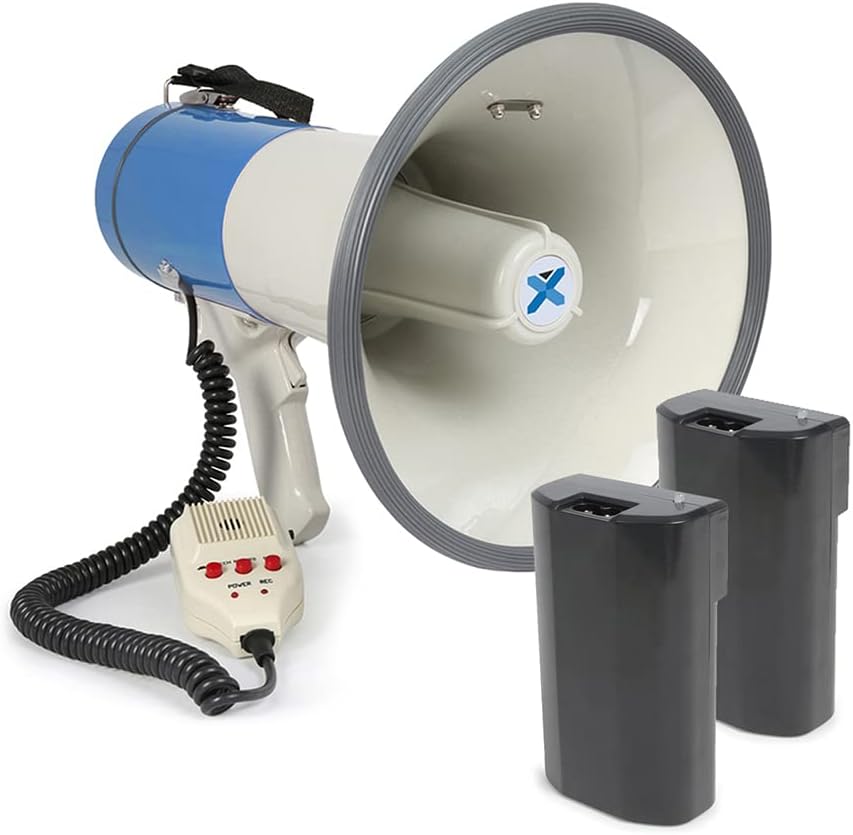 VONYX MEG065 65W Megaphone Loudhailer with Microphone - Powerful Bullhorn Megaphone Includes 2x Batteries, Ideal for Large Events, Alerts, and Announcements, Megaphones, Bullhorn Megaphone-0