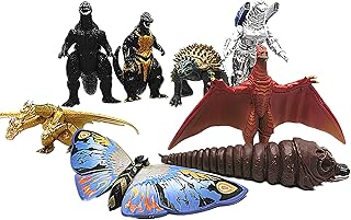 MINGZE New Celebration 8pcs King of Monsters Godzilla Monsters Action Figure Toys, 3-16cm Birthday Dinosaur Model Set Toys Mosla Quidola Decoration