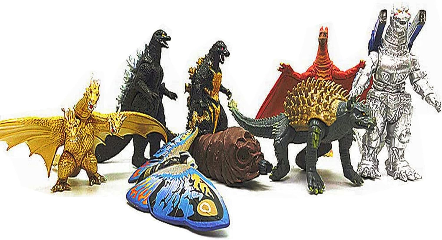 MINGZE New Celebration 8pcs King of Monsters Godzilla Monsters Action Figure Toys, 3-16cm Birthday Dinosaur Model Set Toys Mosla Quidola Decoration-1