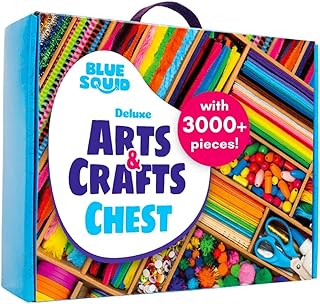 Blue Squid Craft Supplies for Kids - 3000+pcs in The Ultimate Arts and Crafts Box - This Deluxe Art Supply Kit & Craft Set is Perfect for Young Artists of Ages 4,5,6,7,8,9,10,11,12