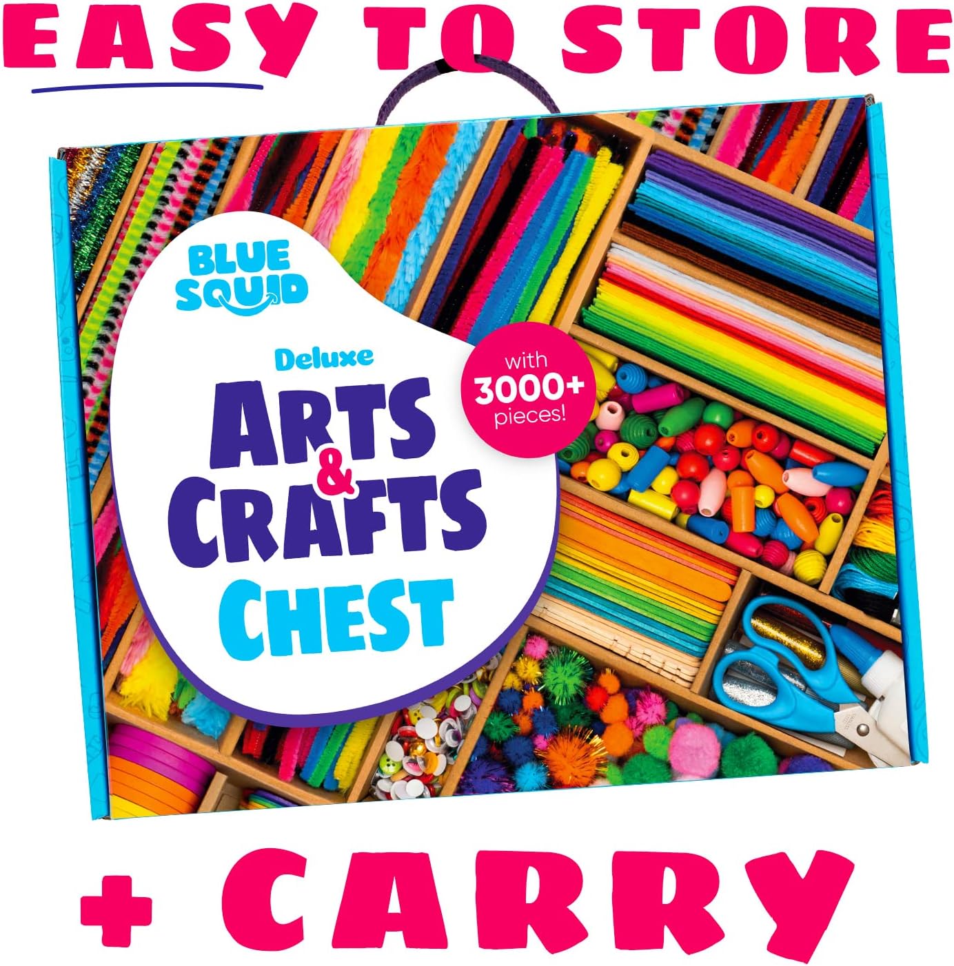 Blue Squid Craft Supplies for Kids - 3000+pcs in The Ultimate Arts and Crafts Box - This Deluxe Art Supply Kit & Craft Set is Perfect for Young Artists of Ages 4,5,6,7,8,9,10,11,12-6