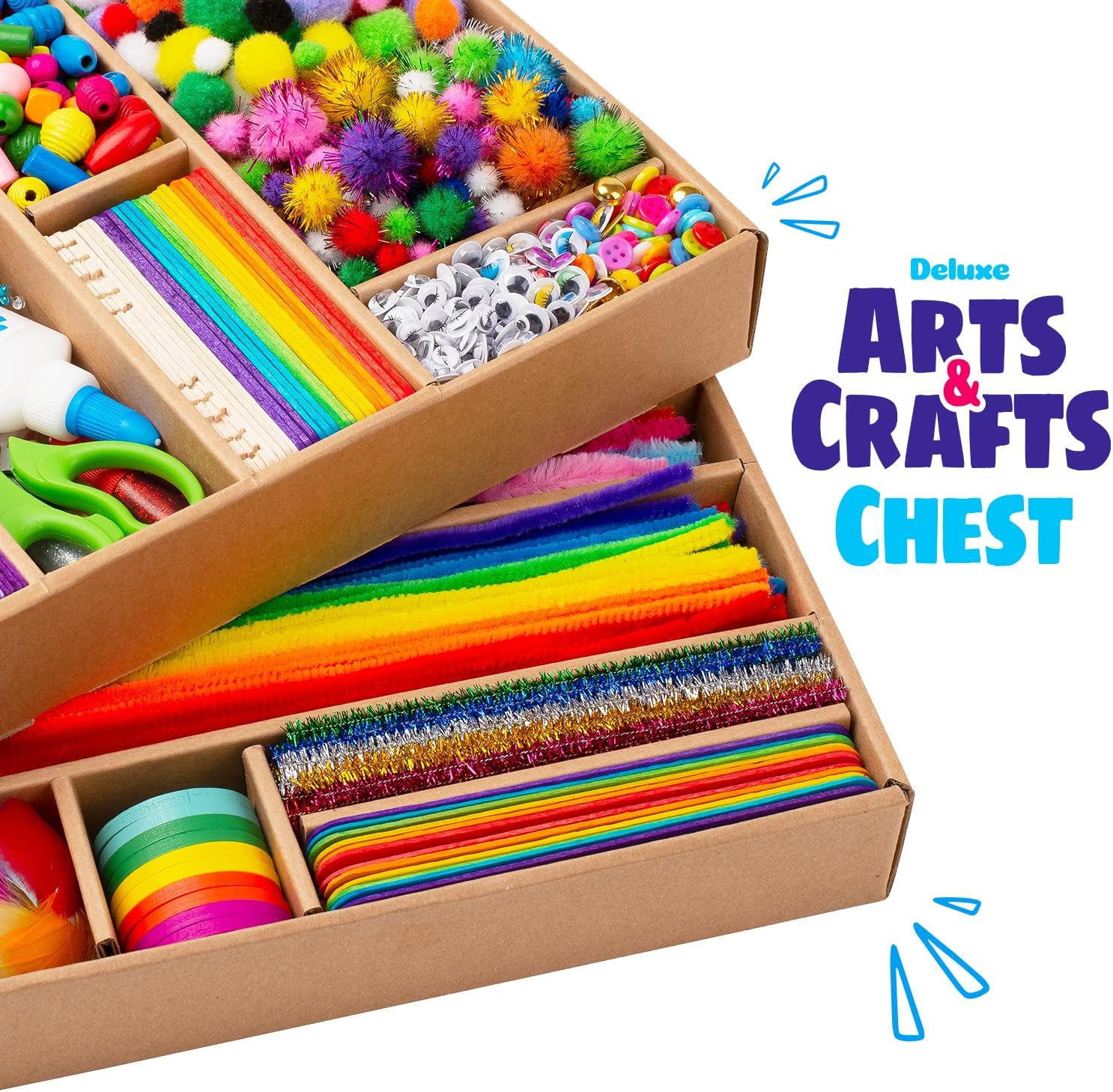 Blue Squid Craft Supplies for Kids - 3000+pcs in The Ultimate Arts and Crafts Box - This Deluxe Art Supply Kit & Craft Set is Perfect for Young Artists of Ages 4,5,6,7,8,9,10,11,12-8