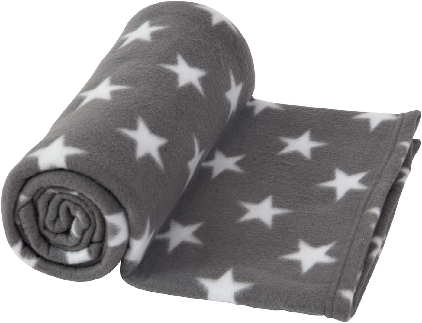 Dreamscene Flannel Fleece Stars Throw Over Bed Warm Soft Blanket Plush for Baby Kids Sofa, 100% Polyester Plush Microfiber Fleece, Silver Grey, 120 x 150cm-2