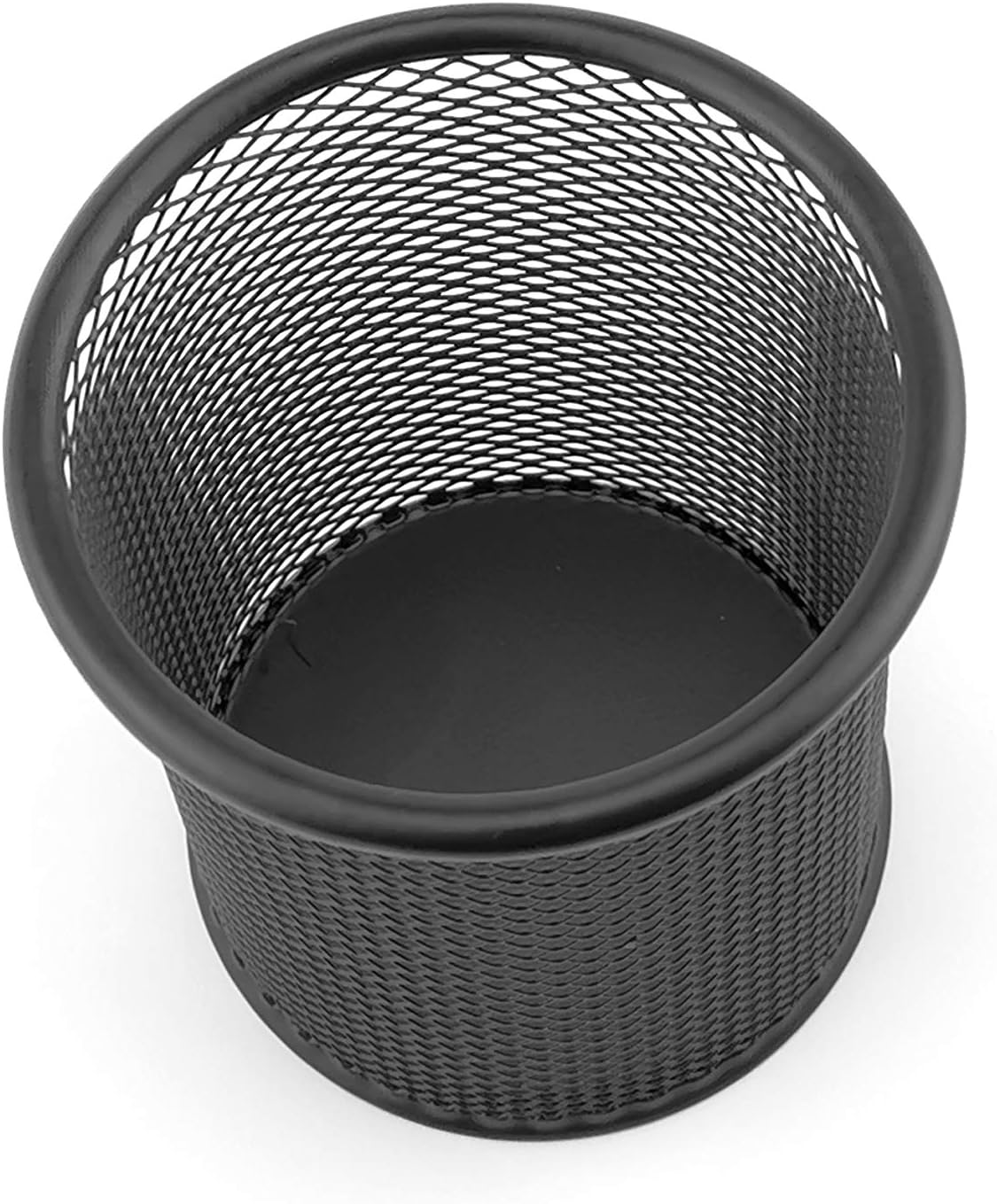 D.RECT Metal Pen Holder Round Wire Metal Mesh Multifunctional Cup for Ballpoint Pen Diameter 85 mm Black 7613-3