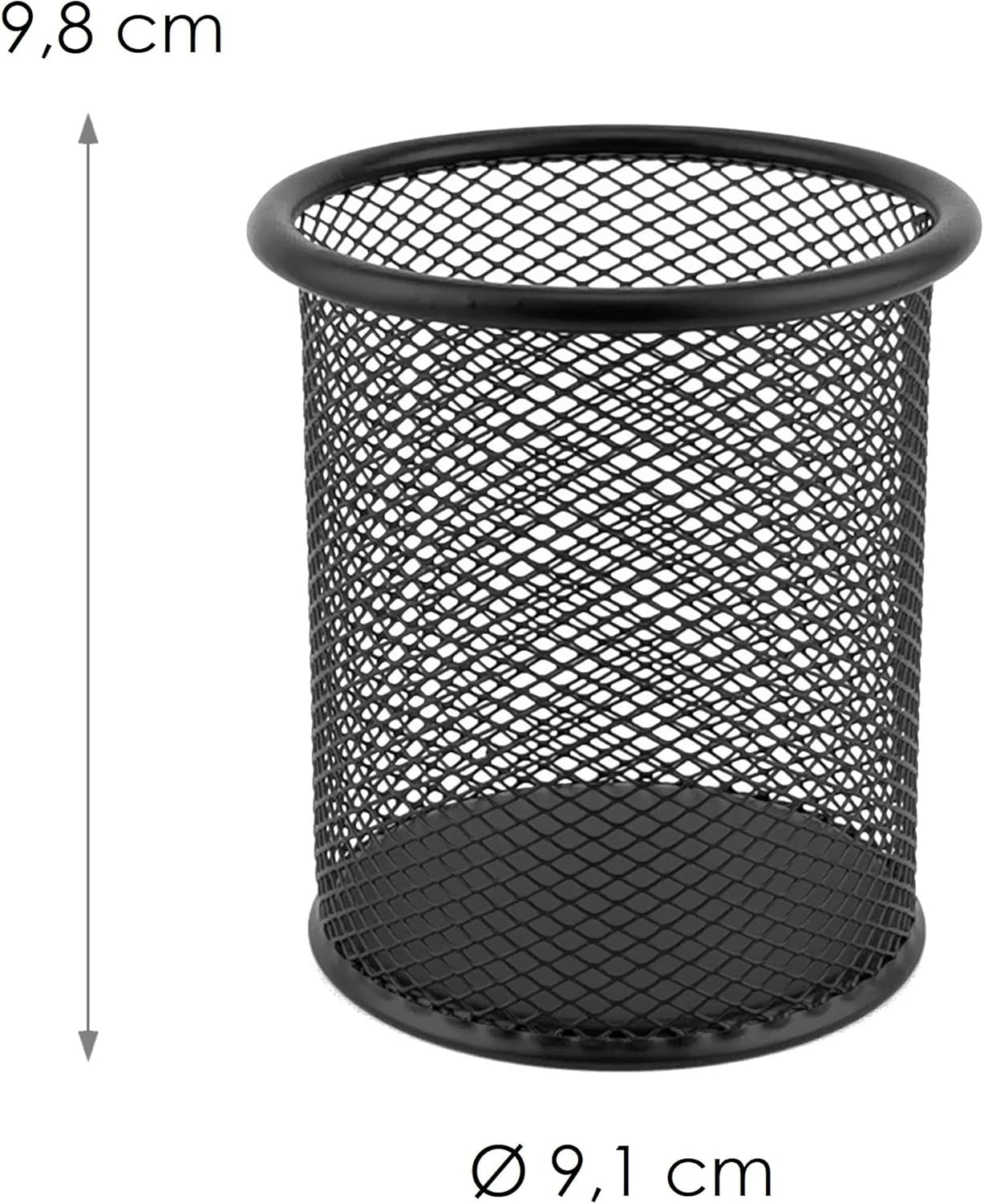 D.RECT Metal Pen Holder Round Wire Metal Mesh Multifunctional Cup for Ballpoint Pen Diameter 85 mm Black 7613-4