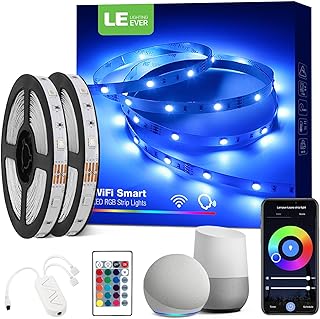 Lepro Alexa Smart LED Strip Light 10M (5Mx2), WiFi RGB LED Lights for Bedroom, Smart Life App Control, Works with Alexa & Google Assistant, Colour Changing Strip Lights for Kitchen Party Christmas