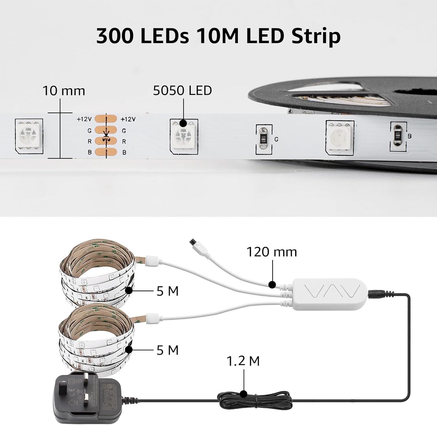 Lepro Alexa Smart LED Strip Light 10M (5Mx2), WiFi RGB LED Lights for Bedroom, Smart Life App Control, Works with Alexa & Google Assistant, Colour Changing Strip Lights for Kitchen Party Christmas-8