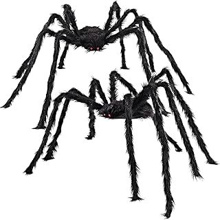 JOYIN 2 Pcs Halloween Decorations Giant Spider 60''/160cm Halloween Spider for Indoor Outdoor Scary Haunted House Spider Web Party Halloween Yard Black Hairy Spider Prop