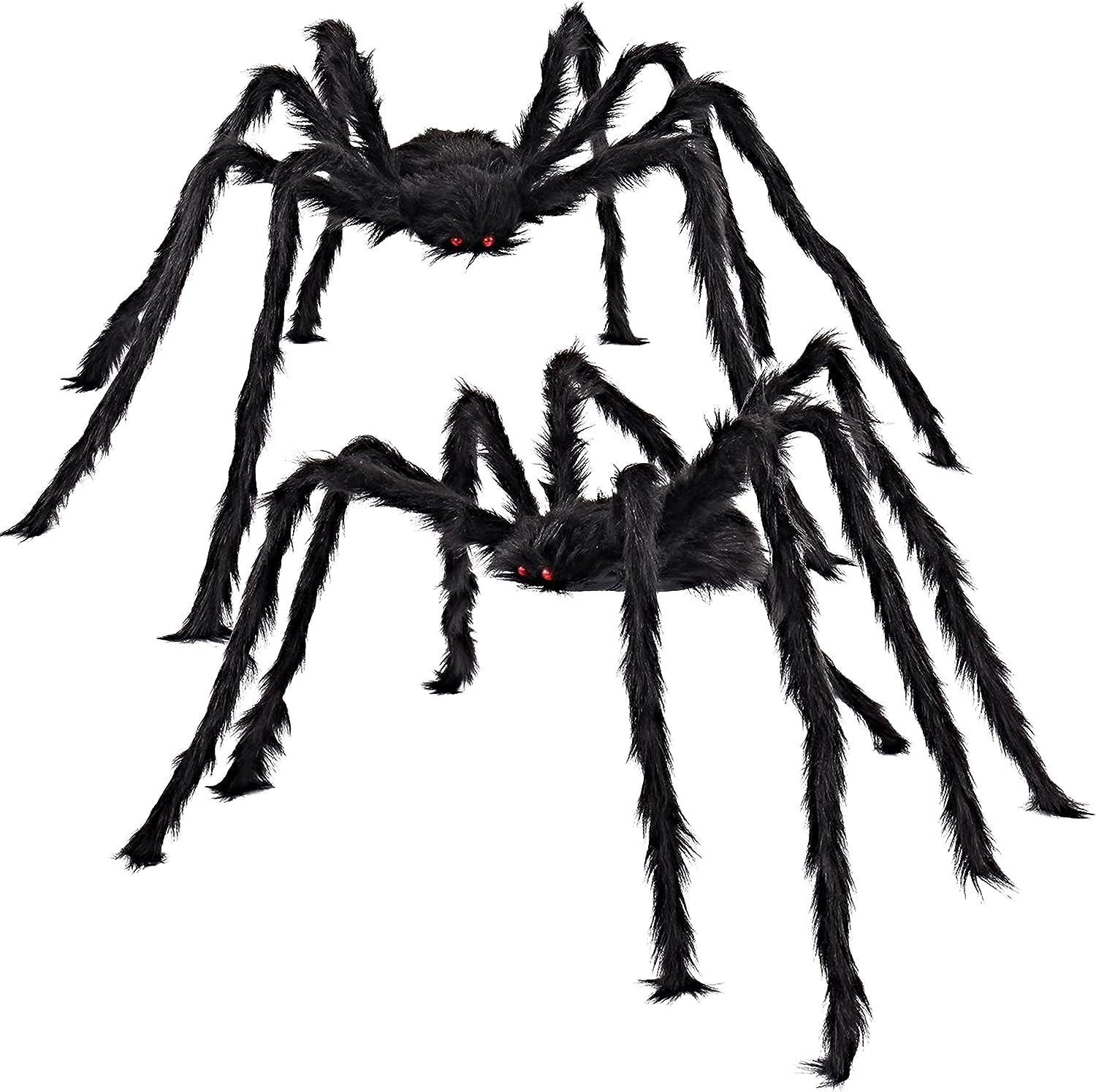 JOYIN 2 Pcs Halloween Decorations Giant Spider 60''/160cm Halloween Spider for Indoor Outdoor Scary Haunted House Spider Web Party Halloween Yard Black Hairy Spider Prop-0