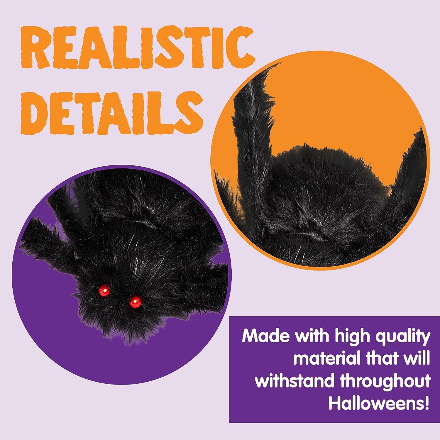 JOYIN 2 Pcs Halloween Decorations Giant Spider 60''/160cm Halloween Spider for Indoor Outdoor Scary Haunted House Spider Web Party Halloween Yard Black Hairy Spider Prop-3