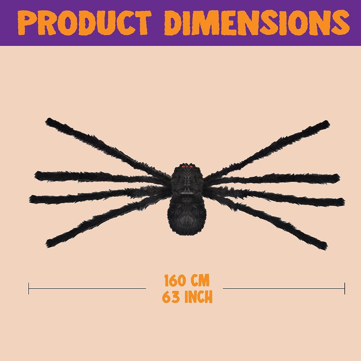 JOYIN 2 Pcs Halloween Decorations Giant Spider 60''/160cm Halloween Spider for Indoor Outdoor Scary Haunted House Spider Web Party Halloween Yard Black Hairy Spider Prop-4