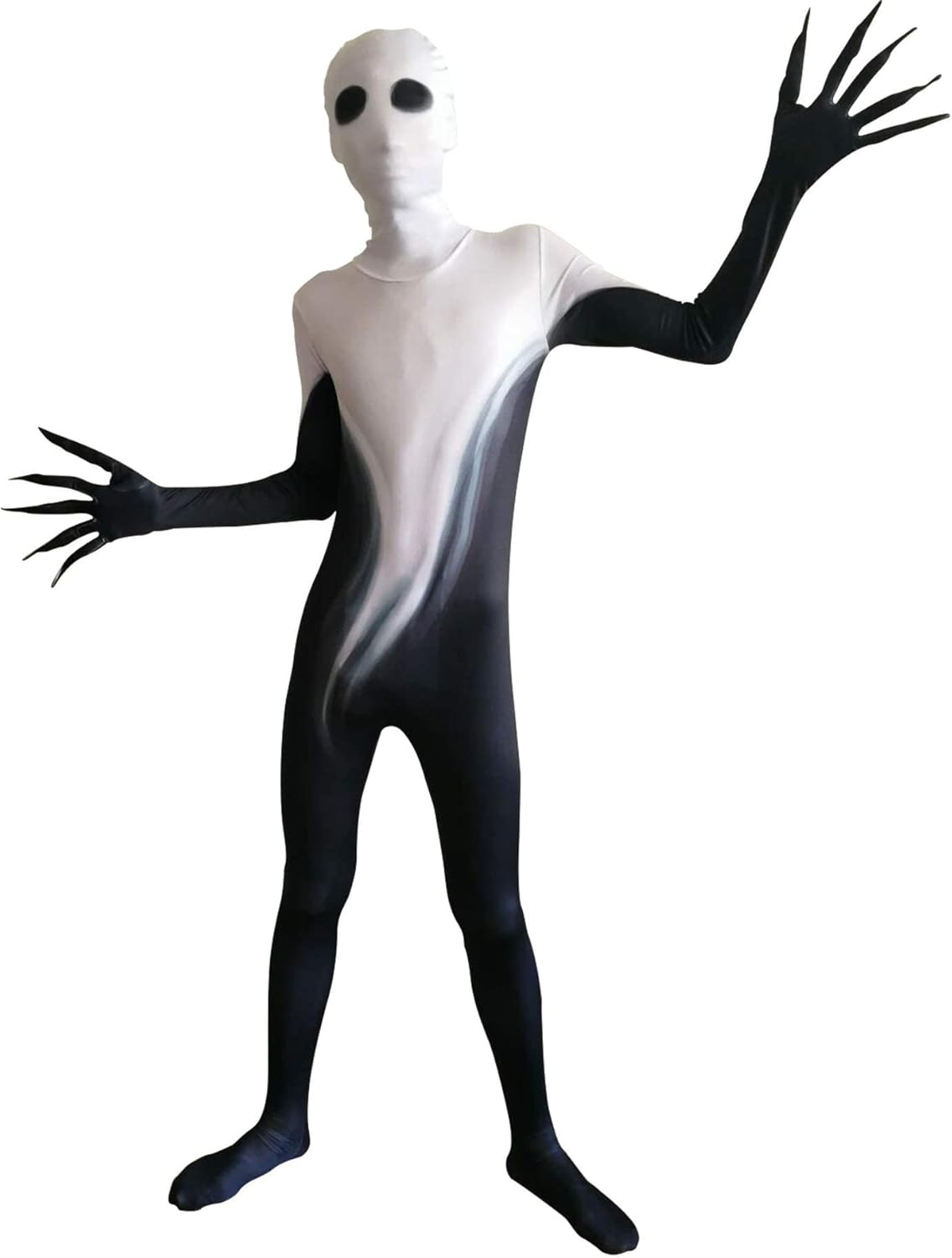 Spooktacular Creations Halloween Black White Shadow Demon Costume for Child Boys Halloween Themed Dress Up Party, Scary Morph Suit-0