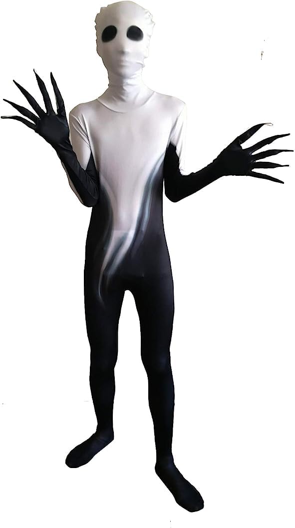 Spooktacular Creations Halloween Black White Shadow Demon Costume for Child Boys Halloween Themed Dress Up Party, Scary Morph Suit-1