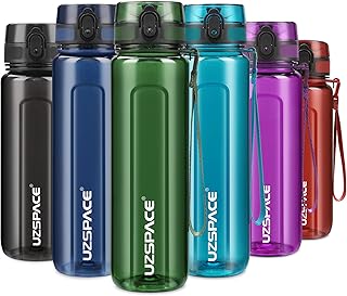 UZSPACE Sports Water Bottle 500ml-750ml-950ml No-Toxic, BPA Free,Eco-Friendly Tritan and Reusable with Leak-Proof Lid and One Click Open for Running, Gym, Yoga, Outdoors and Camping