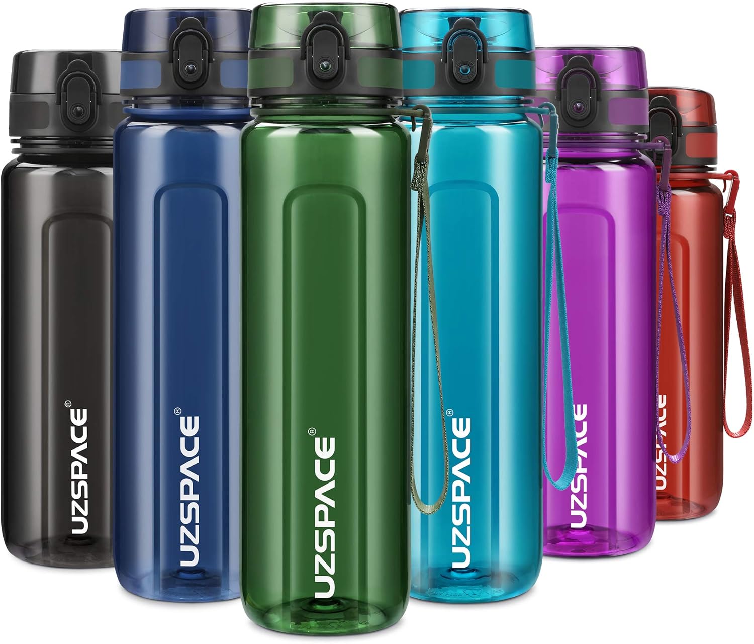 UZSPACE Sports Water Bottle 500ml-750ml-950ml No-Toxic, BPA Free,Eco-Friendly Tritan and Reusable with Leak-Proof Lid and One Click Open for Running, Gym, Yoga, Outdoors and Camping-0