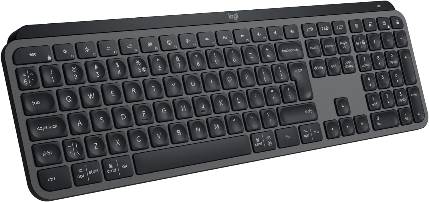 Logitech MX Keys S Wireless Keyboard, Low Profile, Fluid Quiet Typing, Programmable , Backlighting, Bluetooth, USB C Rechargeable, for Windows PC, Linux, Chrome, Mac, QWERTY UK English - Graphite-0