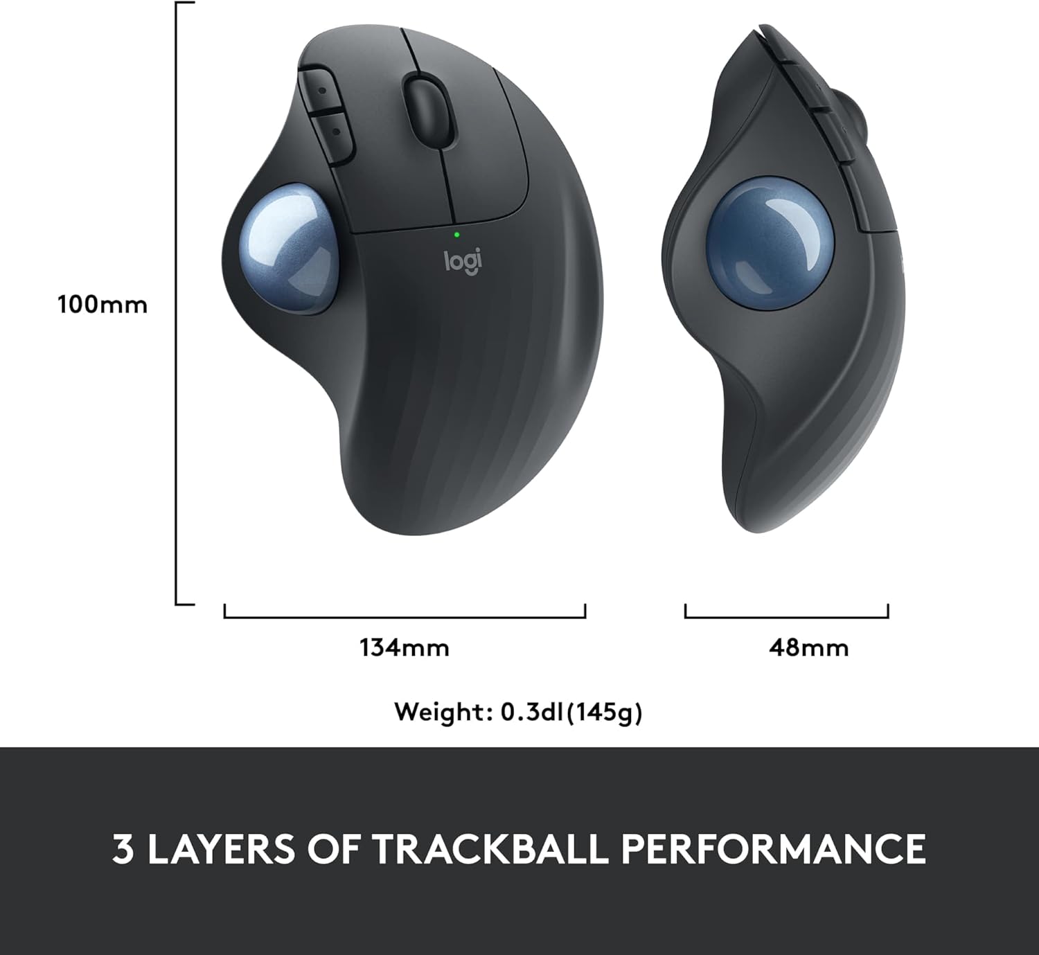 Logitech ERGO M575 The wireless mouse with trackball, easy thumb control, precision reading and smooth reading, ergonomic convenience, Windows/Mac, Bluetooth, USB - Graphite-10