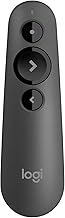 Logitech R500s Laser Class 1 Presenter Bluetooth and USB / Presentation Clicker - Universal Compatibility, 20m range, Customisable, Smart Battery 12 months usage - Dark Grey